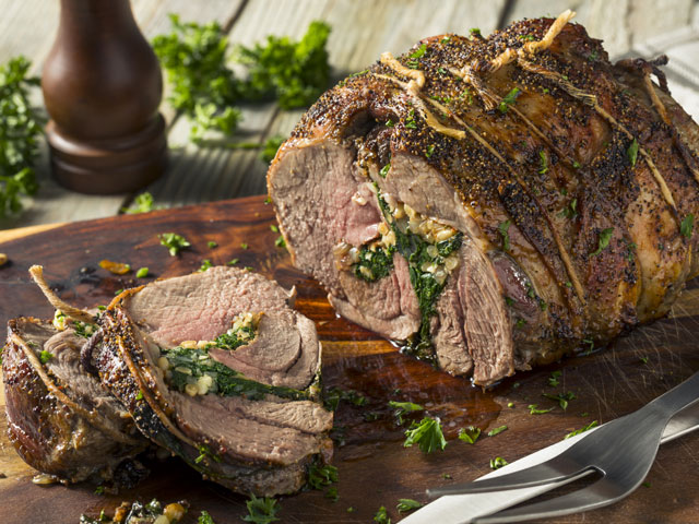 Post-roasted Stuffed Leg of Lamb